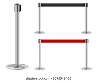 metal barrier with a belt to control the queue vector illustration isolated object icons