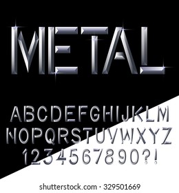 Metal bars alphabet handcrafted. Vector Eps10.