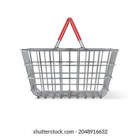 Metal basket on white. Vector illustration.