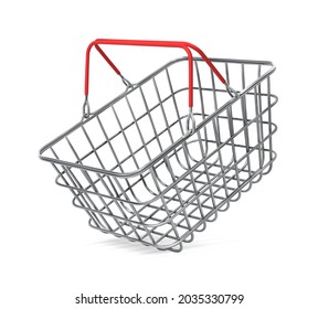 Metal basket for the store. Vector illustration.