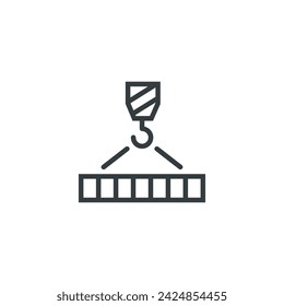Metal beam girder crane hoist construction icon, vector illustration