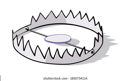 Metal bear trap hand drawn doodle