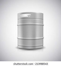 Metal beer keg with grained and shadow, vector illustration.