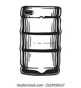 Metal Beer Keg - vector illustration Hand drawn