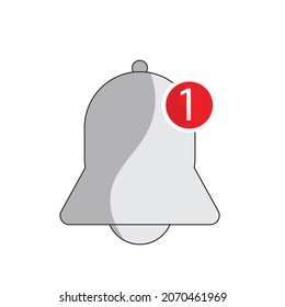Una campana metálica con una nueva notificación - Alerta, icono de anillo, vector 