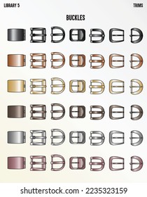 Metal Belt Buckles for Garments Accessories Vector Illustration Sketch svg