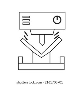 Máquina de curvatura de metal, máquina de prensa de CNC hidráulica - Icono de ilustración de fabricación - vector , icono 