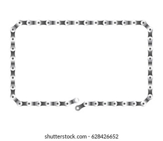 Metal bicycle chain bent into a picture frame
