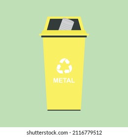 Metal Bin Cartoon Flat Vector Illustration