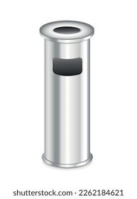 Metal bin for cigarette butts and garbage. Vector realistic illustration