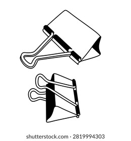 Metal binder clip office paper fastener tool illustration