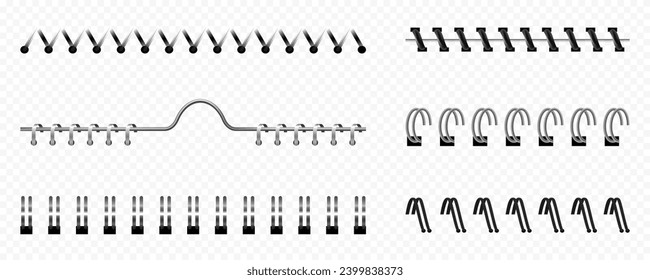 Elementsammlung für Metallbinder Realistische Spiralspulen für Notebooks. Realistische Spiralspulen aus Silber oder Schwarz für Notebooks. Metallbinder