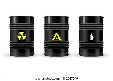 Metal black barrels. Vector illustration on white background