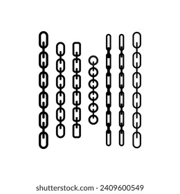 Metal Black Chain Set Seamless Pattern Aislado En Fondo Blanco