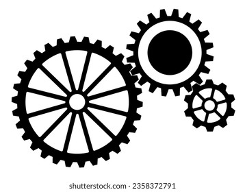 Metal black gears and cogs vector for logo or web