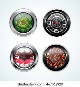 Metal and black of wall clock analog.vector