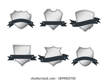 Metal blank vintage style retro emblem label collection. Vector design elements on a white background.
