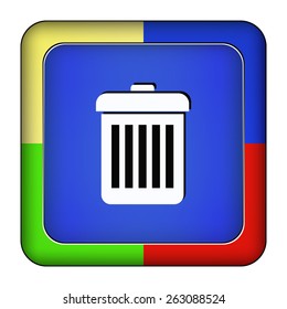 Metal blue button basket on the white background