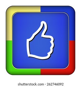 Metal blue button cool on the white background