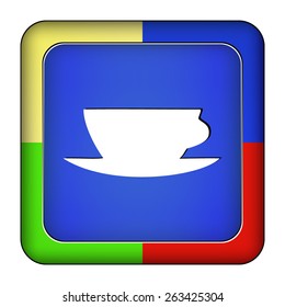 Metal blue button cup on the white background
