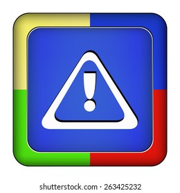 Metal blue button danger on the white background