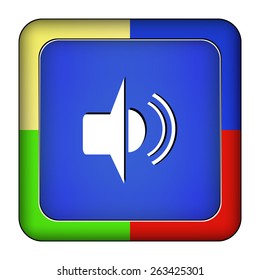 Metal blue button dynamic on the white background