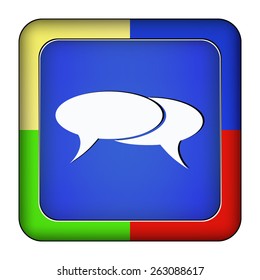 Metal blue button message on the white background