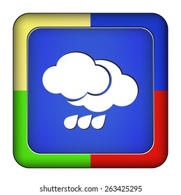 Metal blue button rain on the white background