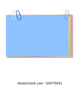 Metal blue clip and blue note pad isolated on white,vector