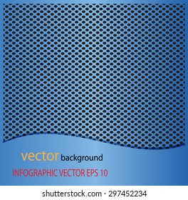 Metal Blue dot perforated texture. Background with chrome metal strip  vector background