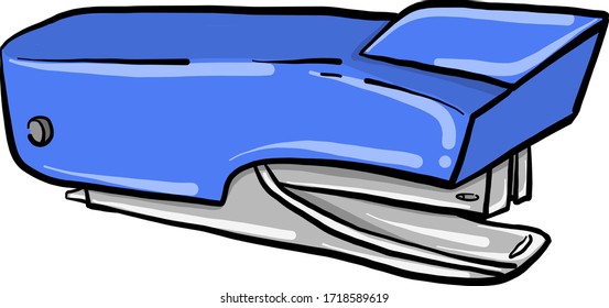 Metal blue stapler, illustration, vector on white background