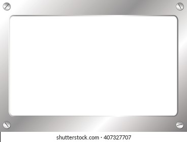 Metal board vector. Metal plate background. Metal table frame