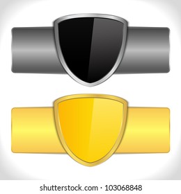 Metal boards with shields, vector eps10 illustration