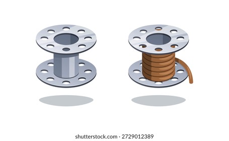 Bobina de metal para coser Vector aislado sobre fondo blanco.