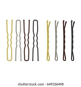 Metal bobby pins vector illustration isolated on white background