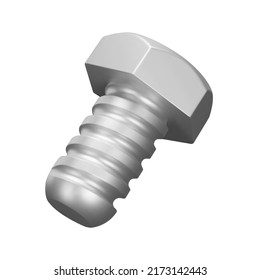 Metal Bolt 3d icon. screw. Isolated object on a transparent background