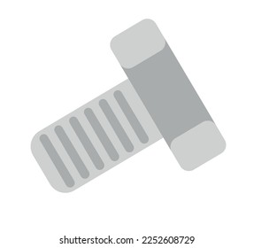 Metal bolt vector icon isolated on white background. Engineering, technology, and metalworking.