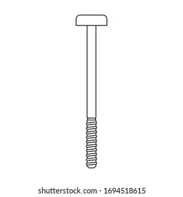 Icono vectorial de tornillo metálico.Icono de vector de contorno aislado en el tornillo de metal de fondo blanco.