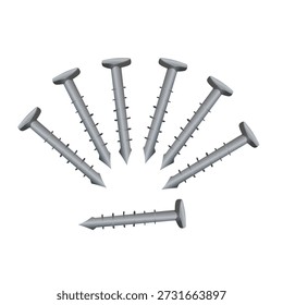 Parafusos de metal em estilo vetorial plano para temas de construção e montagem mecânica. Perfeito para gráficos de hardware e materiais de construção.