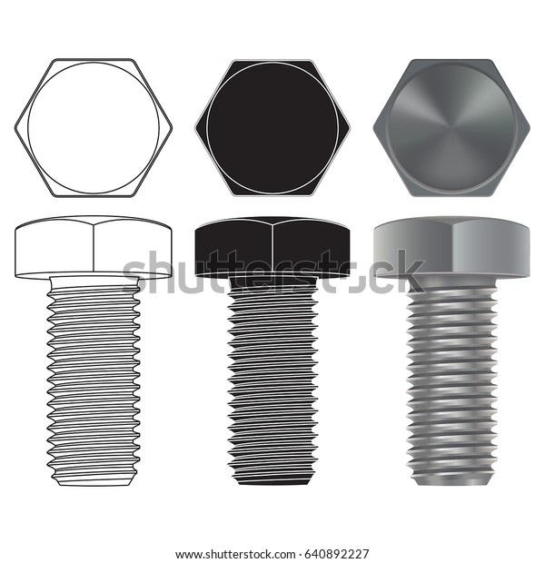 Metal Bolts Outline Icon 3d Model Stock Vector (Royalty Free) 640892227 ...