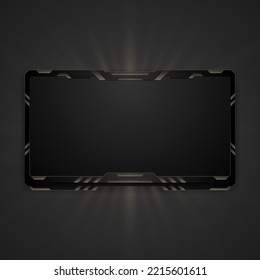 Metal Border Live Stream Overlay Facecam Video Panel. Modern Webcam Overlay Gaming Interface Frame Template