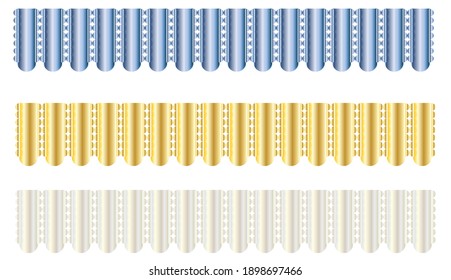 Bordes metálicos sobre fondo blanco. Gráfico vectorial.
