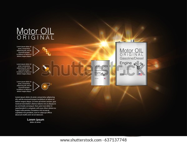 Metal\
bottle engine oil background, vector illustration.\
