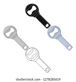 Metal bottle opener for beer bottles.A device for opening beer. Pub single icon in cartoon style vector symbol stock illustration.