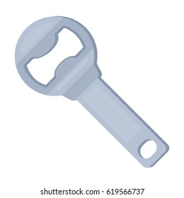 Metal bottle opener for beer bottles.A device for opening beer. Pub single icon in cartoon style vector symbol stock illustration.