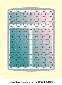 The metal brace grille on the window room.