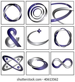 ELEMENTOS DE DISEÑO DE LA MARCA METAL. Iconos vectores y símbolos como logotipos.
