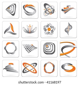 METAL BRAND IDENTITY DESIGN ELEMENTS. Vector icons and symbols such as logos.