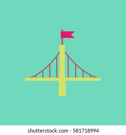 metal bridge with flag