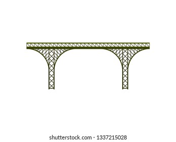 Metal bridge on white background. Vector illustration.